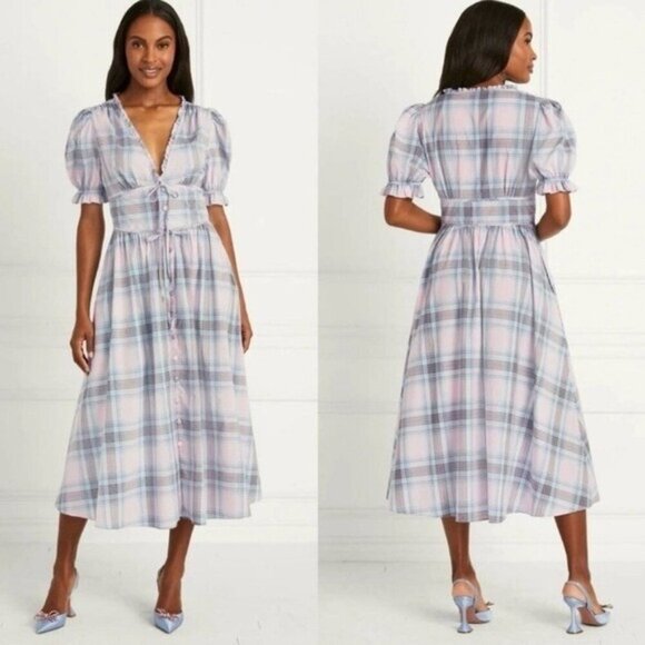 Hill House Dresses & Skirts - Hill House Sabrina Nap Dress in Spring Plaid Blue Pink Cottagecore Farmhouse M •